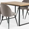 AABENRAA + KOKKEDALMesa AABENRAA L120 roble + 4 sillas KOKKEDAL terciopelo gris