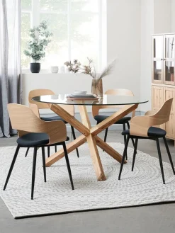 AGERBYMesa de comedor AGERBY Ø119 cristal/roble natural