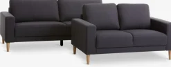 EGENSEConjunto de sofás EGENSE 2 unidades tela gris oscuro