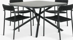 GOTHENBURG + TRILLEVALLENMesa GOTHENBURG L120 gris + 4 sillas TRILLEVALLEN negro