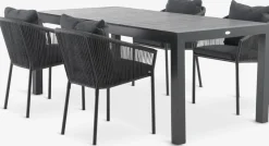 HESTEHAVE + GILJAMesa HESTEHAVE L205/275 negro + 4 sillas GILJA gris