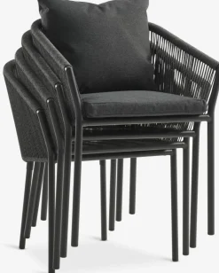 HESTEHAVE + GILJAMesa HESTEHAVE L205/275 negro + 4 sillas GILJA gris