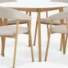 JEGIND + EJSINGMesa JEGIND Ø105 blanco + 4 sillas EJSING beis/roble natural