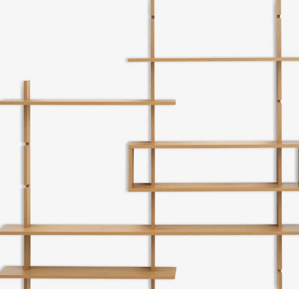 KARLEBYMueble pared KARLEBY 6 estantes regulables color roble cálid