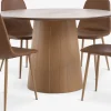 KLIPLEV + JONSTRUPMesa KLIPLEV Ø120 roble natural + 4 sillas JONSTRUP marrón