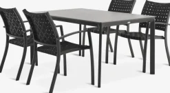 KUMLA + GLOMFJORDMesa KUMLA L150 gris + 4 sillas GLOMFJORD negro