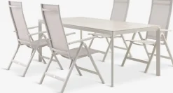 KUMLA + LOMMAMesa KUMLA L200 + 4 sillas LOMMA beis