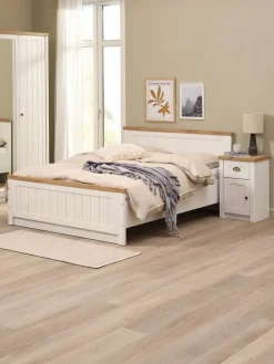MARKSKELEstructura cama MARKSKEL 135x190 blanco/roble salvaje nat