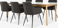 MARSTRAND + PURHUSMesa MARSTRAND L200/280 blanco + 4 sillas PURHUS gris