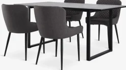 MOSELUND + PEBRINGEMesa MOSELUND L180 cerámica + 4 PEBRINGE gris/negro