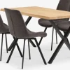 ROSLEV + HYGUMMesa ROSLEV L140 roble natural + 4 sillas HYGUM gris