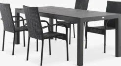 TYDAL + GUDHJEMMesa TYDAL L208/272 + 4 sillas GUDHJEM negro