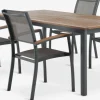 ULBJERG + SIRDALMesa ULBJERG L214/297 madera dura + 4 sillas SIRDAL gris