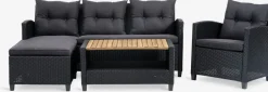 VENConjunto muebles jardín VEN 4 plazas con chaise longue negro
